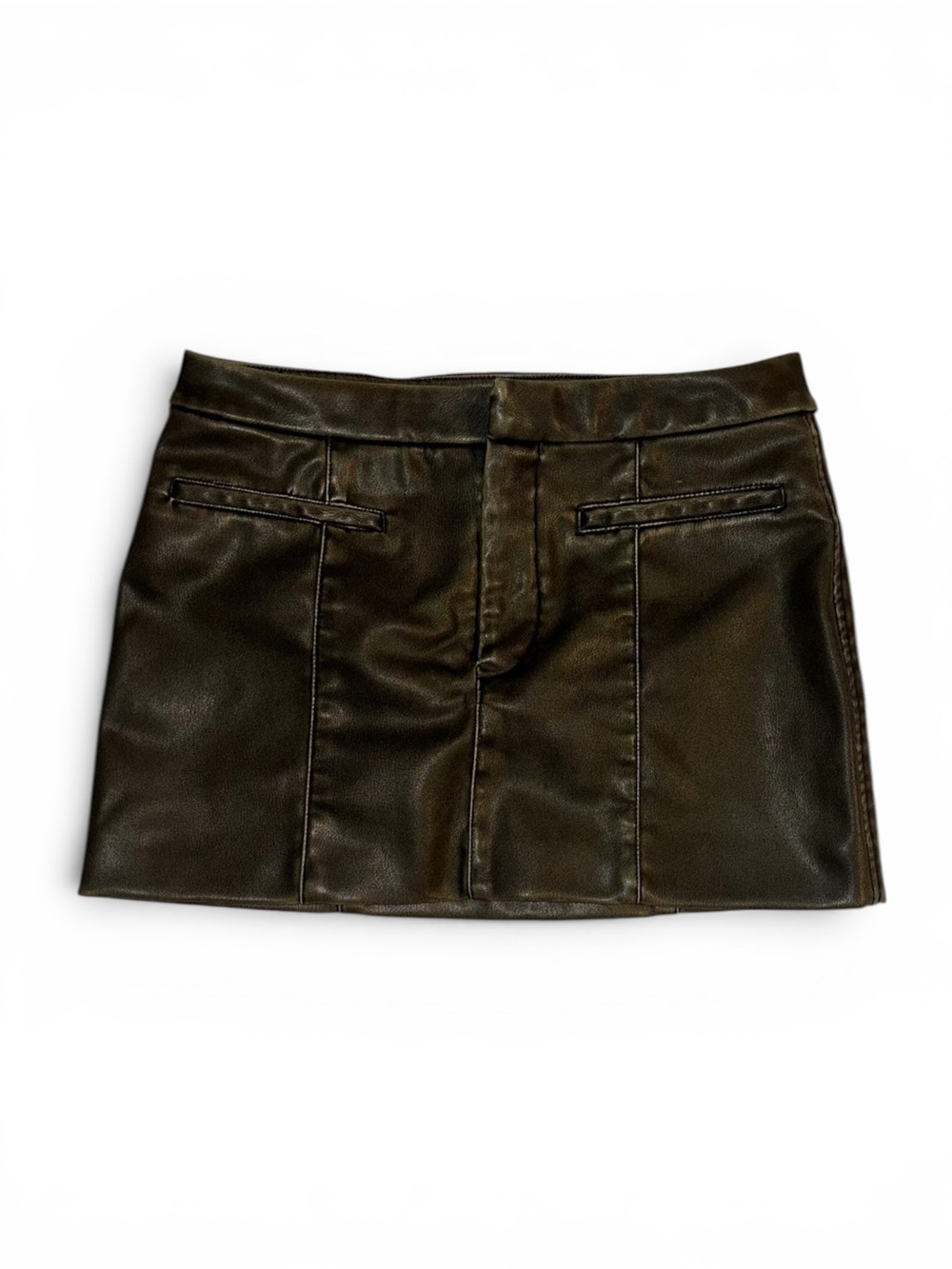 Zara Faux Leather Mini Skirt in Dark Brown